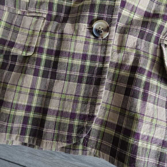 Vintage Theory Plaid Cotton Triple Button Blazer Clueless 90s Y2K Made in USA - Picture 8 of 12